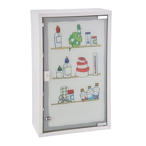 Spetebo XXL Medizinschrank 50 x 30 cm mit Milchglas Tür - Motiv Bunte Arznei - Arzneischrank Erste Hilfe Hausapotheke von Spetebo