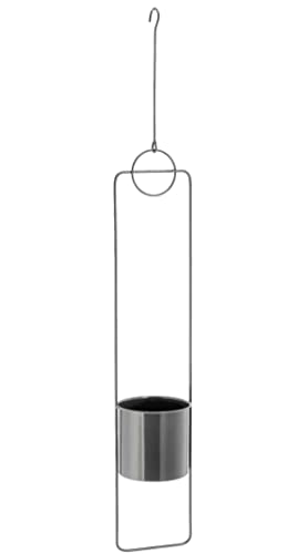 Spetebo Metall Pflanztopf rund in grau zum Hängen - 88 cm - Moderne Hänge Blumenampel - Deko Blumentopf Hängeampel Blumenhalter Blumen Übertopf zum Aufhängen von Spetebo