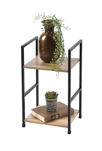 Spetebo Metall Standregal mit 2 Ablageflächen aus Holz - 48 x 29 cm - Badezimmerregal mit 2 Fächern - Deko Regal offen und freistehend für Badezimmer Wohnzimmer Flur von Spetebo