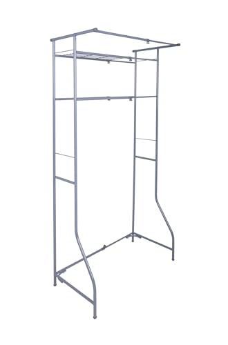 Spetebo Metall Waschmaschinenregal mit Variabler Breite - 170 x 60-90 cm - Überbau Standregal grau mit 2 Regalfächern Badregal Waschküche Organizer Toilettenregal freistehend von Spetebo