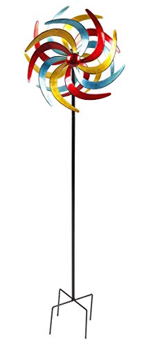 Spetebo Metall Windrad bunt - Ø 61 cm/Höhe 210 cm - Deko Windspiel Windmühle Gartenstecker von Spetebo