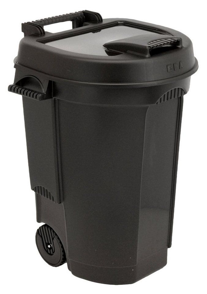 Spetebo Mülleimer Kunststoff Abfallcontainer mit Deckel in schwarz, 110 Liter - Mülleimer mit Rollen von Spetebo