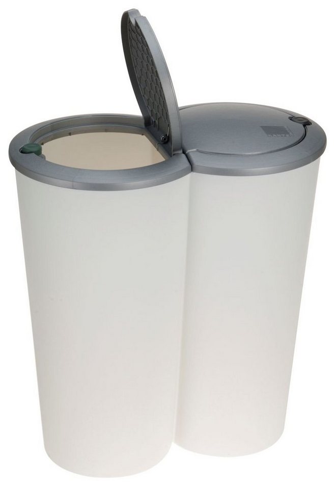 Spetebo Mülltrennsystem Abfalleimer 2x25 Liter Duo Bin - weiß, Doppel Müll Eimer Abfall Trenner von Spetebo