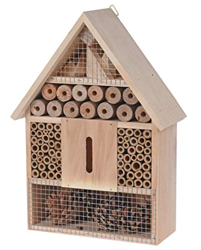 Insektenhotel zum aufhängen 30 x 22 cm - Natur - Insektenhaus aus Holz zum hängen - Bienen Marienkäfer Schmetterling Hotel Haus Nisthilfe von Spetebo