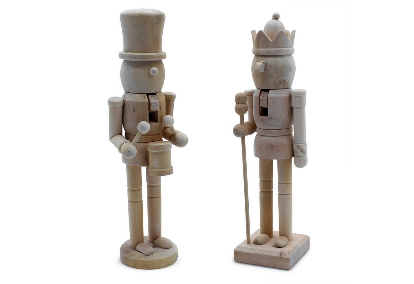Spetebo Nussknacker traditionelle Weihnachts Dekofigur, (Set, 2-tlg., 25 cm hoch), Nussknacker aus Holz zum Selbstgetalten von Spetebo