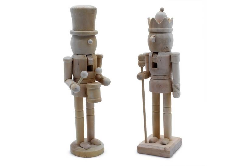 Spetebo Nussknacker traditionelle Weihnachts Dekofigur, (Set, 2-tlg., 25 cm hoch), Nussknacker aus Holz zum Selbstgetalten von Spetebo