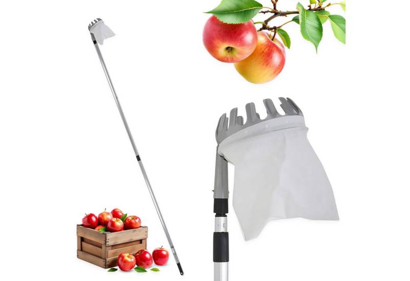 Spetebo Obstpflücker mit Teleskopstiel und Fangbeutel mit Pflückkranz, 240 cm max. Stiellänge, (Anzahl, 1-St., Stück), mit Erntebeutel von Spetebo