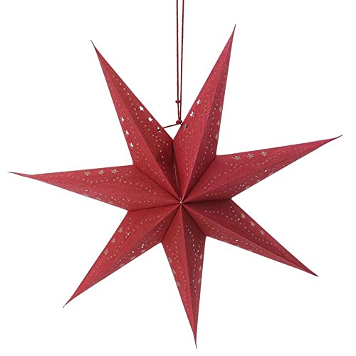 Spetebo Papier Adventsstern zum Hängen - ca. 60 cm - Faltstern Lampenschirm in rot - Weihnachten Stern Fenster Deko Lampion zum Beleuchten von Spetebo