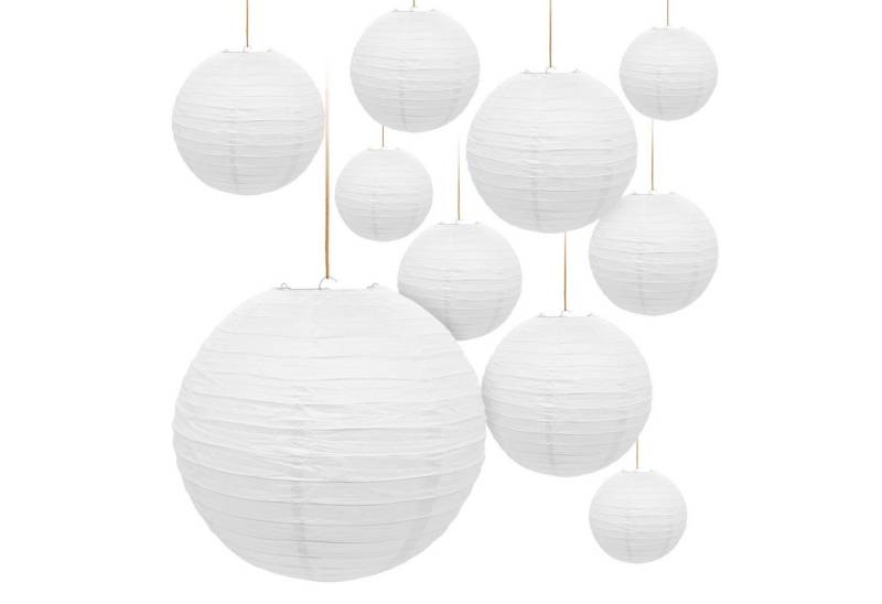 Spetebo Papierlaterne Papier Lampion in weiß zum Hängen - Größe und Menge wählbar, Deko Papierlaterne im Bamboo Style von Spetebo