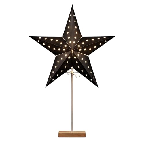 Spetebo Papierstern Lampe schwarz für E14 Glühbirnen - 69 cm - Weihnachtstern Tischlampe auf Fuß - Weihnachts Deko Beleuchtung Advent Winter Stimmungsleuchte Tischleuchte Spetebo Papierstern Lampe schwarz für E14 Glühbirnen - 69 cm - Weihnachtstern Tischlampe auf Fuß - Weihnachts Deko Beleuchtung Advent Winter Stimmungsleuchte Tischleuchte von Spetebo