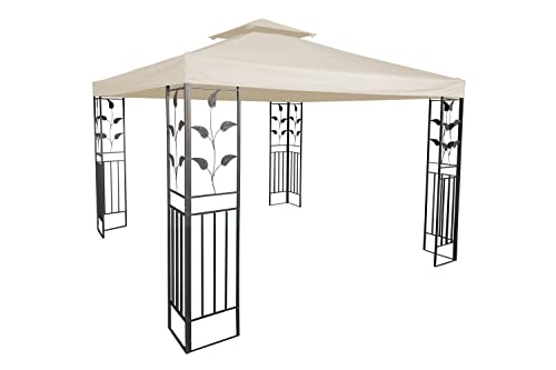 Pavillon Ersatzdach wasserdicht mit PVC Beschichtung 3 x 3 Meter - beige - Pavillondach mit Kaminabzug - Universal Garten Party Pavillon Dach Sonnenschutz von Spetebo