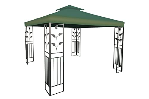 Pavillon Ersatzdach wasserdicht mit PVC Beschichtung 3 x 3 Meter - grün - Pavillondach mit Kaminabzug - Universal Garten Party Pavillon Dach Sonnenschutz von Spetebo