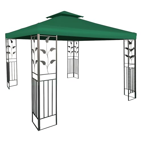 Pavillon Ersatzdach wasserdicht mit PVC Beschichtung 3 x 3 Meter - grün - Pavillondach mit Kaminabzug - Universal Garten Party Pavillon Dach Sonnenschutz von Spetebo