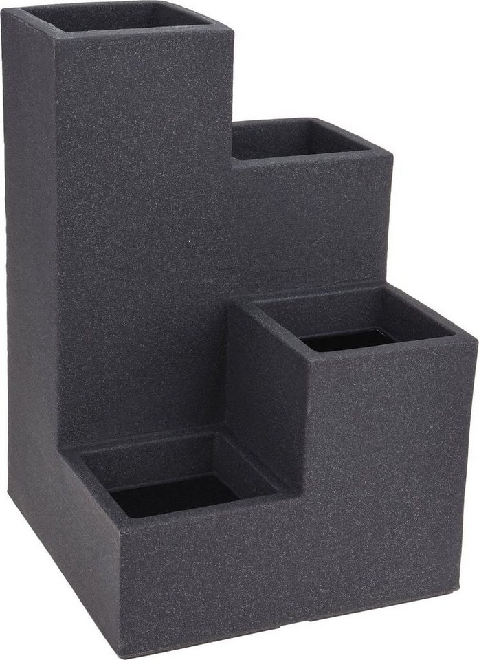 Spetebo Pflanzentreppe 4er Blumentreppe 60 x 40 cm - anthrazit (Stück, 1 St., Blumentreppe), mit strukturierter Oberfläche in Stein Optik von Spetebo