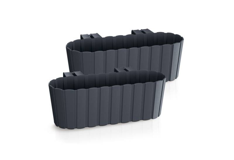Spetebo Pflanzschale Balkon Blumenkasten mit Halterung 39 x 13 cm (Set, 2 St., Balkon Blumenkästen), Kunststoff Geländer Pflanztopf in anthrazit von Spetebo