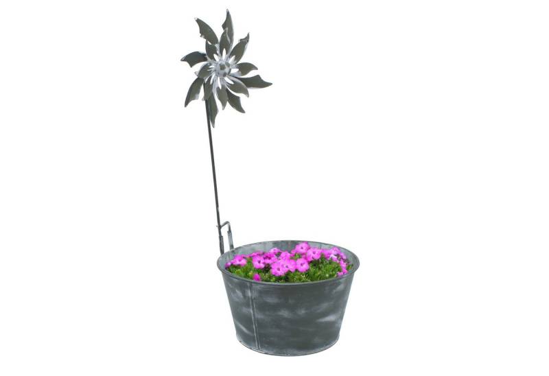 Spetebo Pflanzschale Metalleimer mit Deko Windmühle - 55 x 25 cm (Anzahl, 1 St., Stück), robust und wetterfest von Spetebo