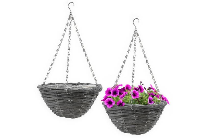Spetebo Pflanzschale Weide Flechtkorb zum hängen 29 cm mit Folie (Set, 2 St., 1), mit Folie ausgekleidet von Spetebo