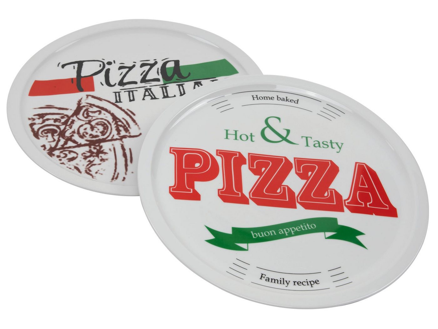 Spetebo Pizzateller PIZZA Teller 31,5 cm - 2er Set - je Motiv 1x, (2 St), 2er Set moderne Pizzateller von Spetebo