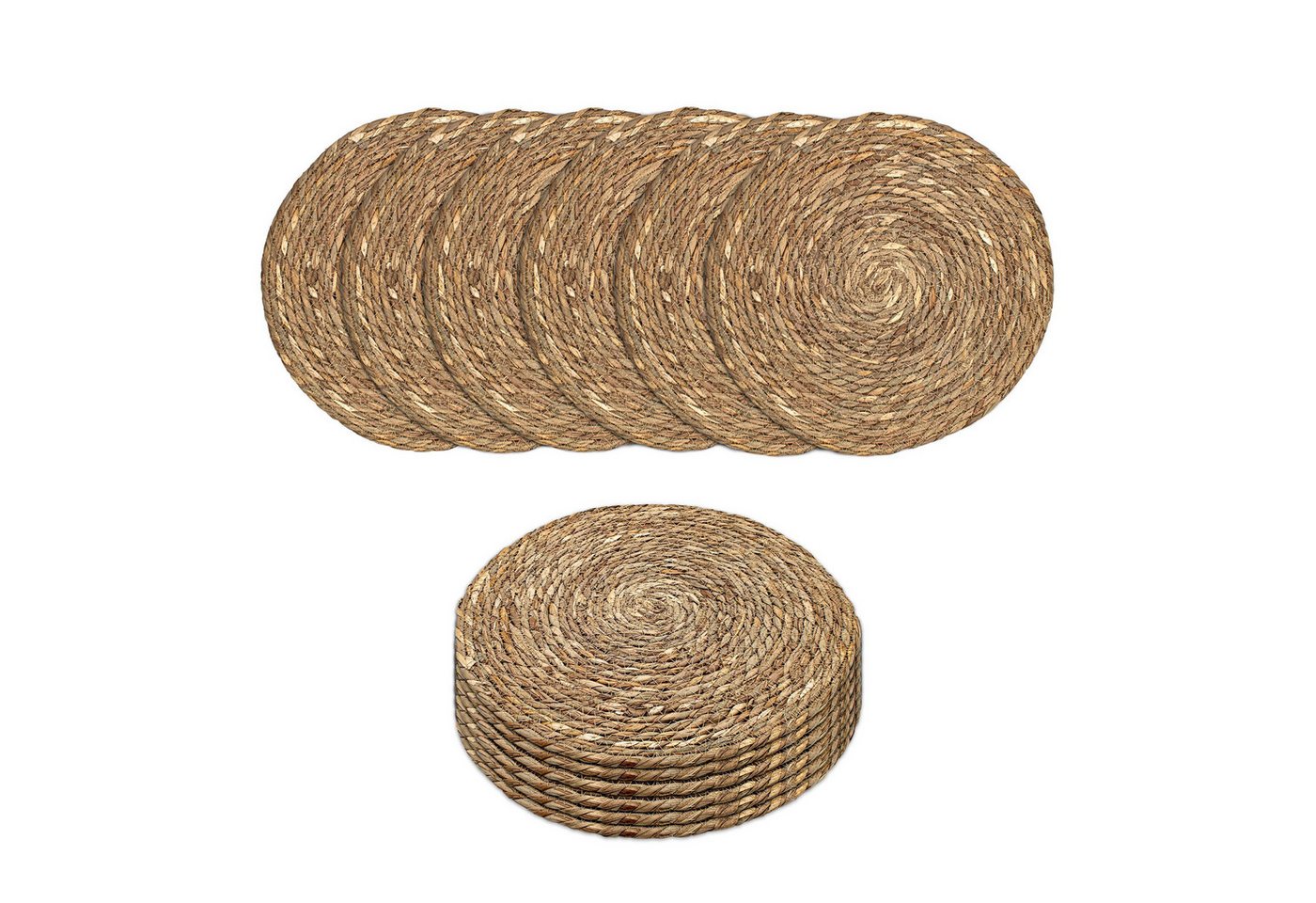 Spetebo Platzset Platzdecken aus Seegras oder Wasserhyazinthe 38 cm, (Set, 1-St., Tischmatten aus Naturfaser), Tischuntersetzer rund für den Esstisch von Spetebo