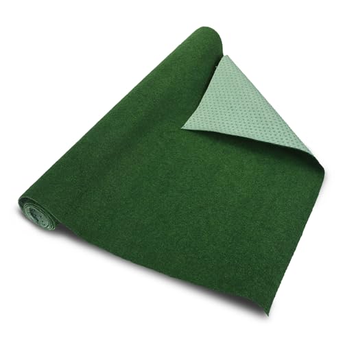 Spetebo Rasenteppich mit Drainage Noppen - 400 x 100 cm - Outdoor Kunstrasen Matte in grün wetterfest - Kunststoffrasen Balkonteppich Rollrasen Gras Teppich künstlich von Spetebo