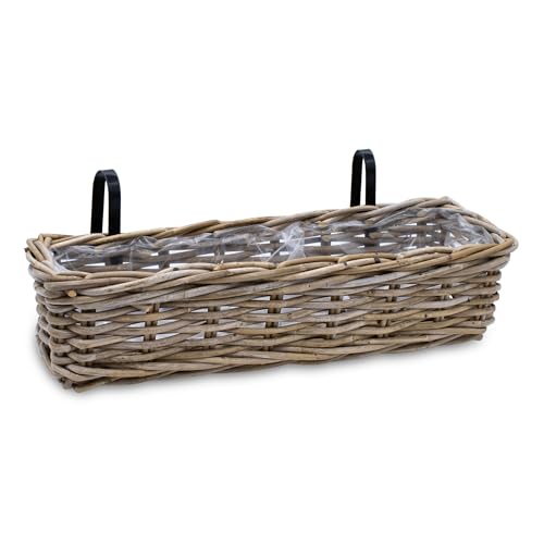 Spetebo Rattan Balkonkasten Natur - 60 x 20 cm - Weide Pflanzkorb mit Halterung - Balkon Garten Blumenkasten Pflanztopf Blumenkorb zum Einhängen an Geländer Spetebo Rattan Balkonkasten Natur - 60 x 20 cm - Weide Pflanzkorb mit Halterung - Balkon Garten Blumenkasten Pflanztopf Blumenkorb zum Einhängen an Geländer von Spetebo