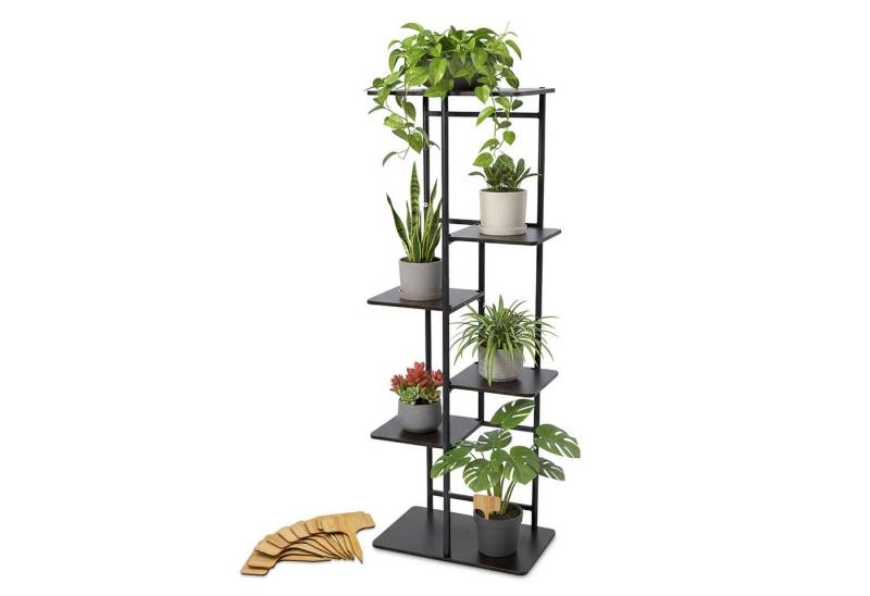 Spetebo Regal Metall Pflanzenständer schwarz mit 5 Ebenen aus Holz - 106 x 35 cm, Anzahl 1-tlg., inklusive 10 kleiner Bambus Pflanzschilder Spetebo Regal Metall Pflanzenständer schwarz mit 5 Ebenen aus Holz - 106 x 35 cm, Anzahl 1-tlg., inklusive 10 kleiner Bambus Pflanzschilder von Spetebo