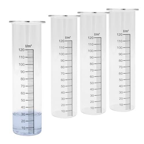 Spetebo Regenmesser Ersatzglas mit Skala - 4er Set - Niederschlagsmesser für Wetterstationen - Wassermengenmesser Zylinder Ersatz Messglas Glaszylinder Wetterstationzubehör von Spetebo