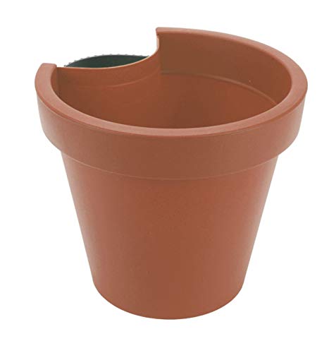 Spetebo Fallrohr Blumentopf 24 x 21 cm - Terracotta - Regenrohr Hänge Pflanztopf rund - Kunststoff Pflanzkübel mit Befestigungsgurt Pflanzgefäß mit Entwässerungsloch von Spetebo