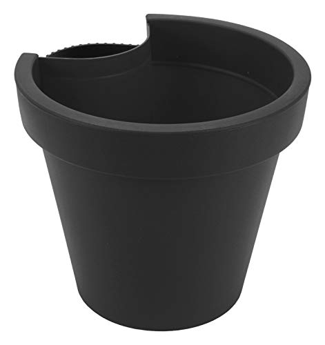 Spetebo Fallrohr Blumentopf 24 x 21 cm - anthrazit - Regenrohr Hänge Pflanztopf rund - Kunststoff Pflanzkübel mit Befestigungsgurt Pflanzgefäß mit Entwässerungsloch von Spetebo
