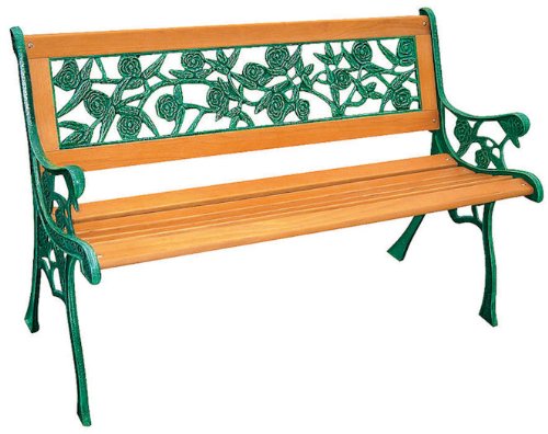 Spetebo Rosen Parkbank mit Gusseisen - Gartenbank Holz Bank Hartholz Dekobank Sitzbank von Spetebo