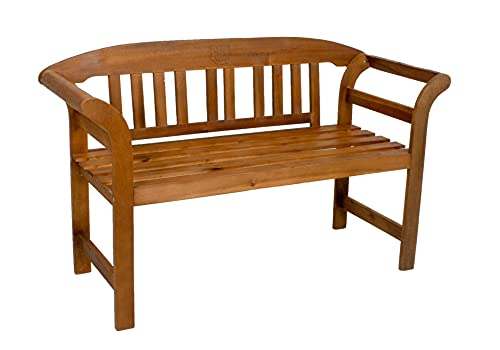 Spetebo Rosen Sitzbank aus Eukalyptus 2-Sitzer - 130x82x45 cm - Holz Outdoor Lounge Garten Bank massiv FSC mit Rosendekoration von Spetebo