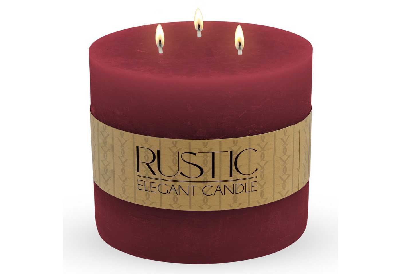 Spetebo Rustic-Kerze XL 3-Docht Kerze rund unparfümiert (Große Stumpen Kerze, 1-tlg., für gleichmäßiges Abbrennen), Geruchslos von Spetebo
