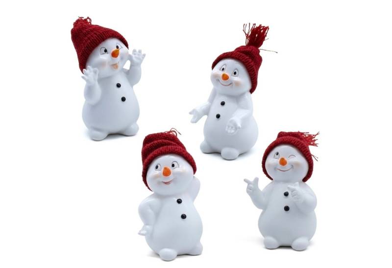 Spetebo Schneemann Dekofigur Schneemann (Set, 4 St., 4tlg), 4er Set Kunststein Schneemann Figur - je ca. 13 cm von Spetebo