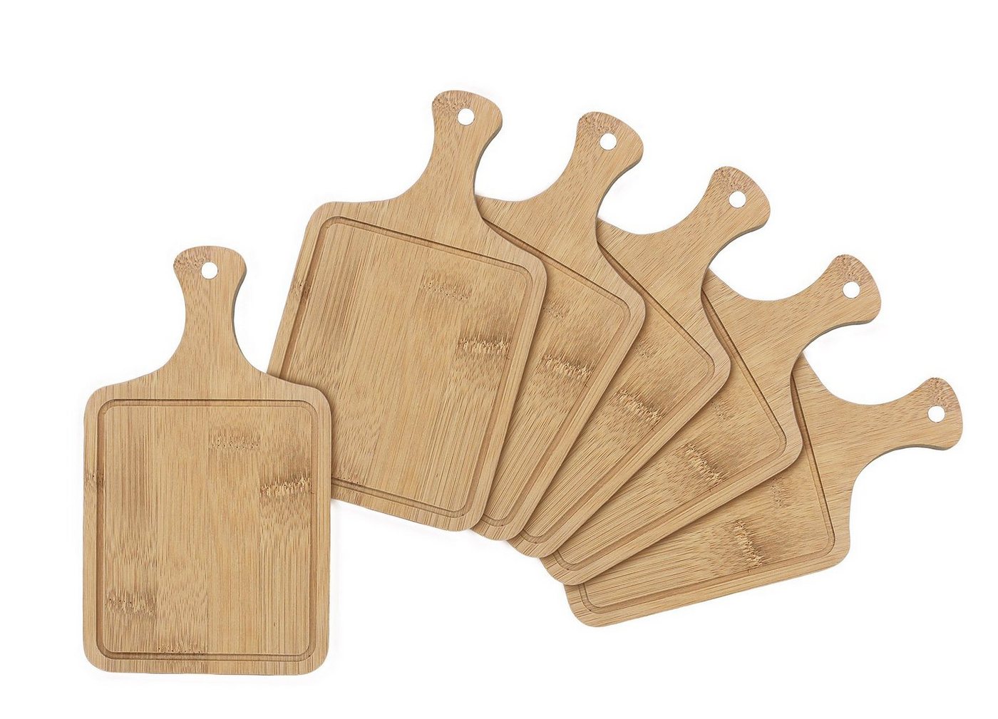 Spetebo Servierplatte Bambus Servierbrett Mini 6er Set - eckig, Bambus Holz, (Set, 6-tlg., 6 x Servierplatte), Kleines Holz Servier Tablett für Snacks und Tapas von Spetebo