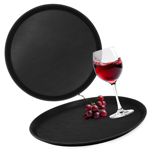 Spetebo Serviertablett rutschfest rund schwarz wiederverwendbar 35 cm - 2er Set - Mehrweg Kunststoff Antirusch Kellnertablett - Getränketablett Gastro Restaurant Bar Tablett Oberfläche rutschhemmend Spetebo Serviertablett rutschfest rund schwarz wiederverwendbar 35 cm - 2er Set - Mehrweg Kunststoff Antirusch Kellnertablett - Getränketablett Gastro Restaurant Bar Tablett Oberfläche rutschhemmend von Spetebo