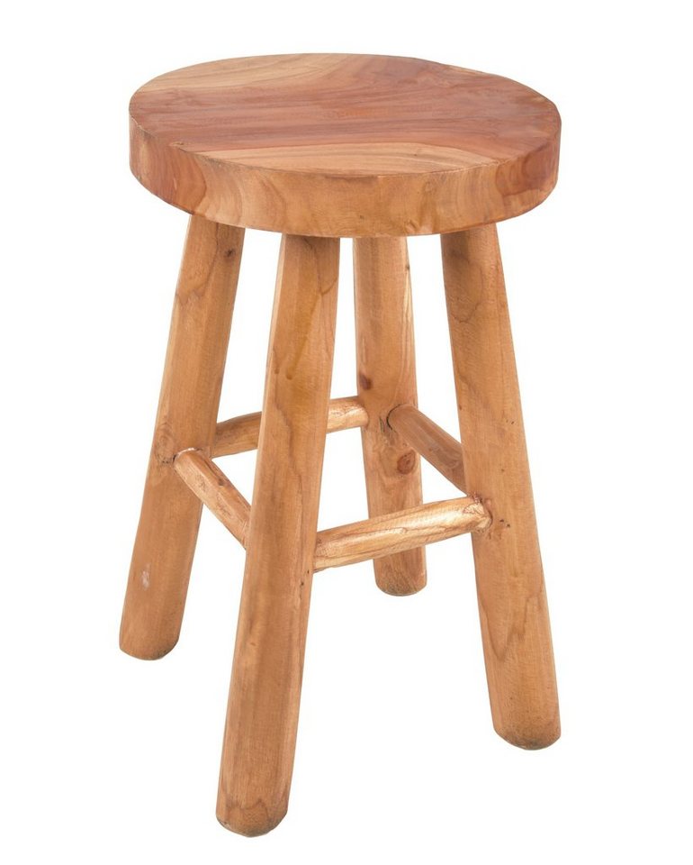 Spetebo Sitzhocker Teak Sitzhocker natur Ø 29 cm (fertig montiert, 1 St., Oberflächen glatt geschliffen), handgefertigt - jeder Hocker ein Unikat von Spetebo