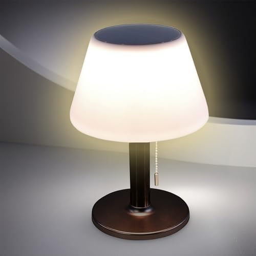 Spetebo Solar Tischlampe warmweiß schwarz - 27 cm - LED Gartenleuchte mit 3 Helligkeitsstufen - Solarleuchte Tisch Beleuchtung kabellos für Außen wasserfest von Spetebo