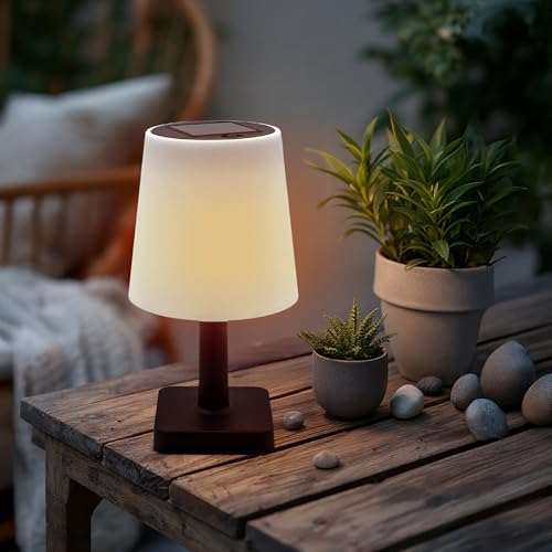 Spetebo Solar Tischleuchte für Außen und Innen - 23 x 12 cm - LED Garten Tischlampe warm weiß - Outdoor Leuchte Deko Beleuchtung Tisch Lampe für Balkon Terrasse solarbetrieben von Spetebo