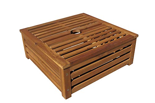 Spetebo Sonnenschirm Ständer Verkleidung 58 x 58 x 23 cm aus Akazie - Holz Schirmständer Verkleidung - Abdeckung aus Akazien Holz von Spetebo