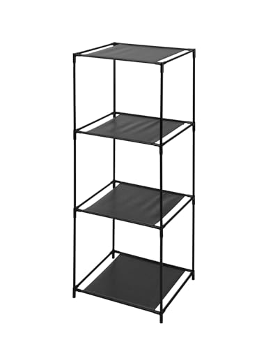Spetebo Standregal schwarz mit 3 Stoff Ablagen - 104 x 34 cm - Metall Lagerregal quadratisch mit 3 Fächern - Würfelregal Allzweck Bad Regal freistehend Spetebo Standregal schwarz mit 3 Stoff Ablagen - 104 x 34 cm - Metall Lagerregal quadratisch mit 3 Fächern - Würfelregal Allzweck Bad Regal freistehend von Spetebo