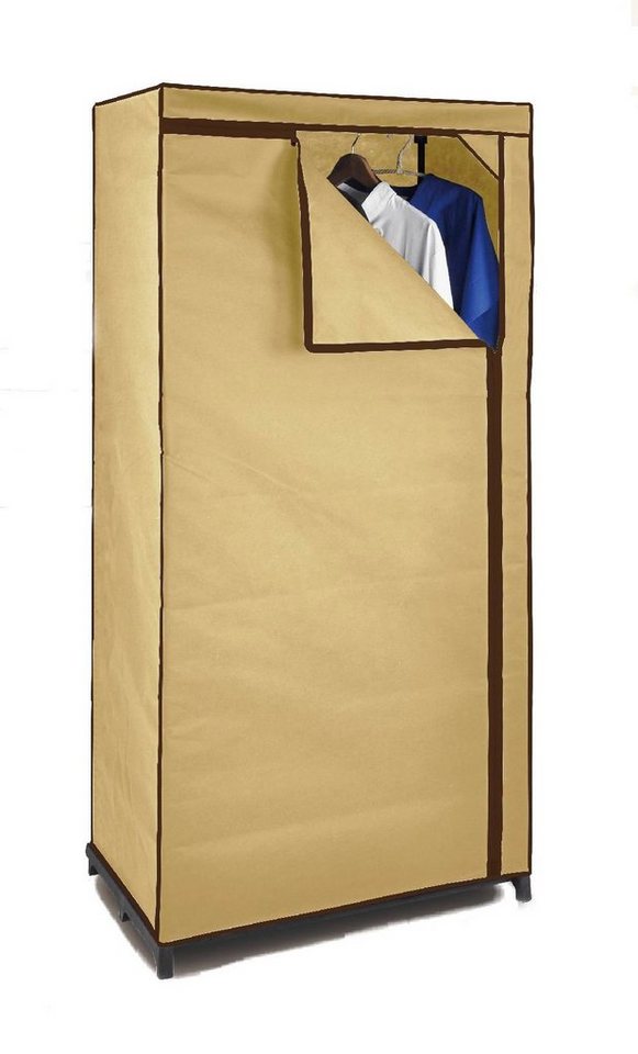 Spetebo Stoffschrank Stoff Kleiderschrank mit Stange 160x75cm - beige (Stück, 1-St., Staubsicherer Reißverschluss für sicheren Verschluss) einfache Montage mit wenigen Handgriffen von Spetebo