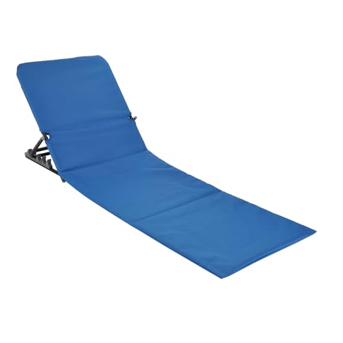 Spetebo Strandmatte klappbar mit Verstellbarer Rückenlehne - blau - Liegematte faltbar mit Tragegurt - Sonnenliege Gartenliege Sonnenmatte Liegematte für Garten Camping Picknick Reise Urlaub von Spetebo