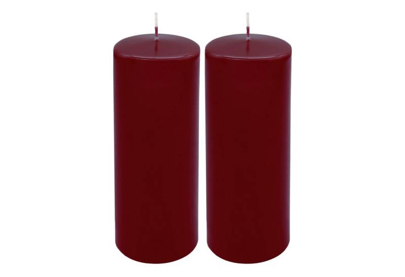 Spetebo Stumpenkerze Laternen Kerze 21 x 7 cm bordeaux unparfümiert (Set, 2-tlg., 1 Stück), XL Stumpenkerze mit 80 Stunden Brenndauer von Spetebo