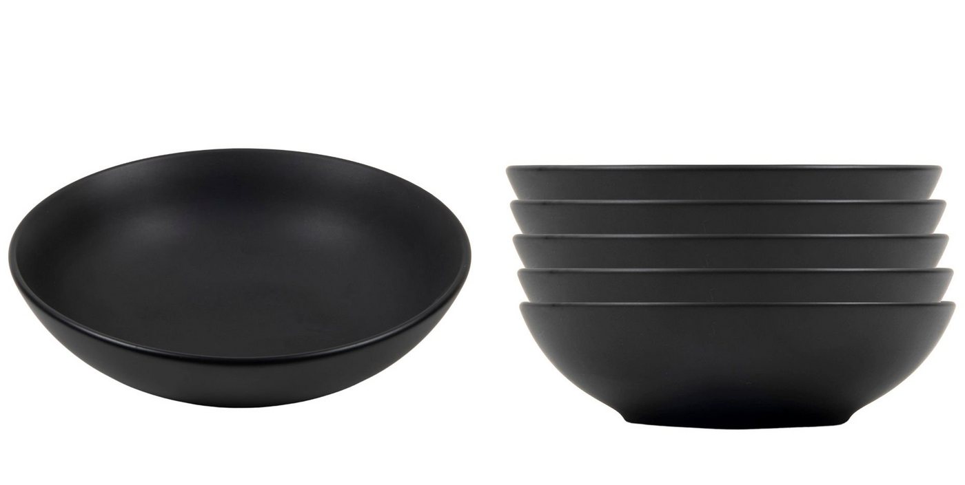 Spetebo Suppenteller Suppenteller in schwarz matt - 6er Set, (6 St), Tiefe Teller ca. Ø 20 cm von Spetebo