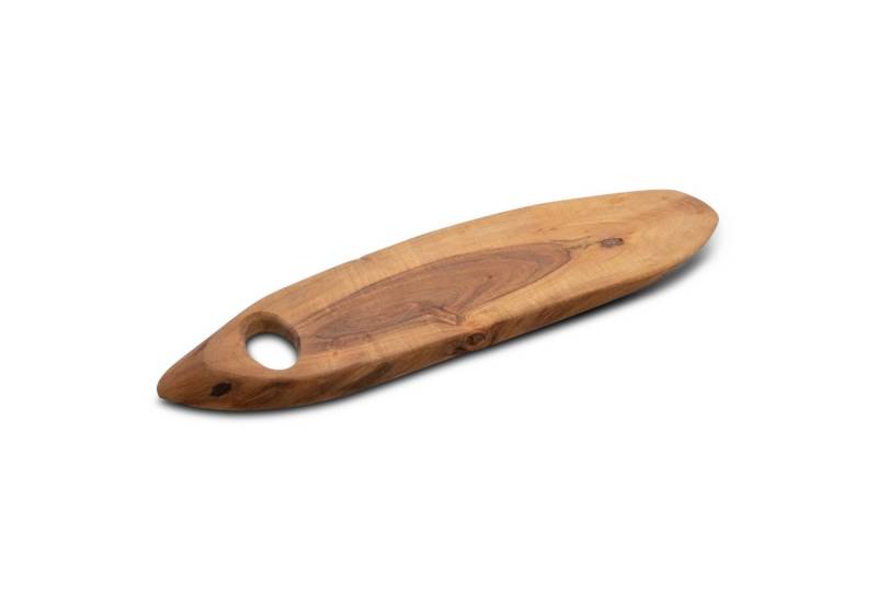 Spetebo Tablett Akazien Baumscheibe Tablett lebensmittelecht - 60 x 22 cm, Akazienholz, (Stück, 1-tlg., Deko Tablett), Holz Servierbrett braun mit Griffloch von Spetebo