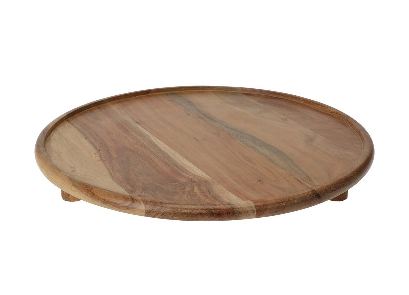 Spetebo Tablett Akazienholz Servierplatte rund natur - 37 cm, (Packung, 1-tlg., 1 tlg), Holz Servierteller mit Füßen von Spetebo