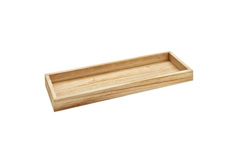 Spetebo Tablett Holz Deko Schale eckig - 40 x 14 cm, (Packung, 1-tlg., 1tlg), Natur Kerzentablett mit Rand von Spetebo