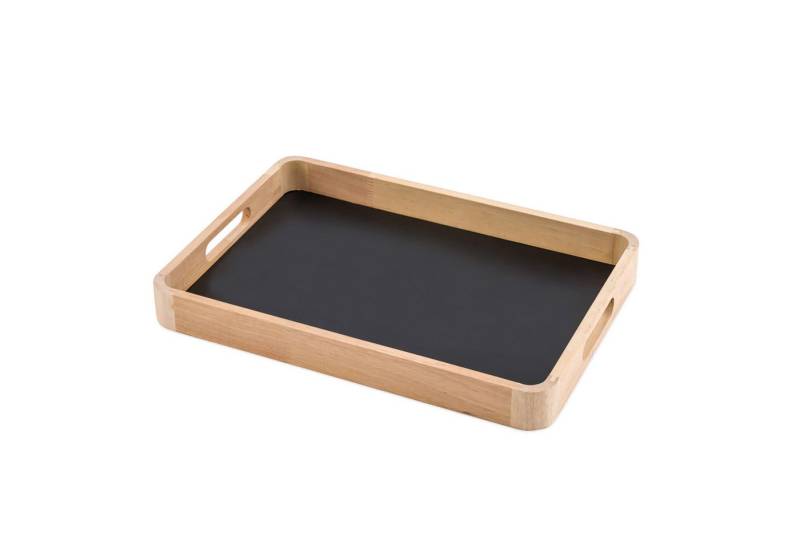 Spetebo Tablett Holztablett natur mit Magnet Boden in schwarz - 34 x 23 cm, Holz / Metall, (Stück, 1-tlg., Deko Tablett), Deko Tablett mit Kreidetafel magnetisch von Spetebo