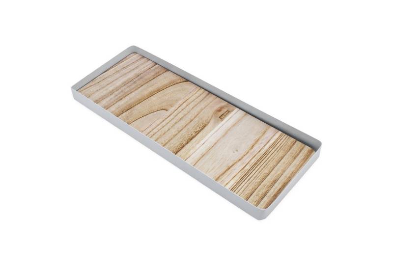Spetebo Tablett Kerzentablett mit Metall Rahmen und Holz Boden - 45 cm x 18 cm, Metall / Holz, (Anzahl, 1-tlg., Stück), mit Anti Rutschpads von Spetebo