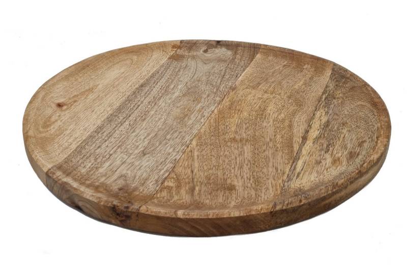 Spetebo Tablett Mango Holz Tablett massiv - Ø 38 cm, Mango Holz, (Stück, 1-tlg., Serviertablett), Deko Teller zum Präsentieren und Dekorieren von Spetebo